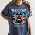 Abibliophobia Cat Reading Bookworm Reader Nerd For Men Women Girls Kids Women's Comfort Colors T-Shirt Moss