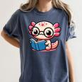 Adorable Book Lover Axolotl With Reading Glasses Cute Women's Comfort Colors T-Shirt Moss Adorable Book Lover Axolotl With Reading Glasses Cute Women's Comfort Colors T-Shirt Moss