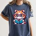 Adorable Book Lover Maine Coon Cat With Reading Glasses Cute Women's Comfort Colors T-Shirt Moss Adorable Book Lover Maine Coon Cat With Reading Glasses Cute Women's Comfort Colors T-Shirt Moss