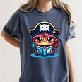Adorable Book Lover Pirate With Reading Glasses Cute Women's Comfort Colors T-Shirt Moss