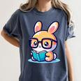 Adorable Book Lover Rabbit With Reading Glasses Cute Premium Women's Comfort Colors T-Shirt Moss
