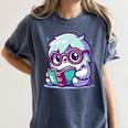 Adorable Book Lover Yeti With Reading Glasses Cute Women's Comfort Colors T-Shirt Moss Adorable Book Lover Yeti With Reading Glasses Cute Women's Comfort Colors T-Shirt Moss
