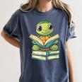 Adorable Turtle Reading Books Women's Comfort Colors T-Shirt Moss