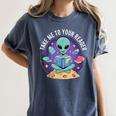 Alien Reader Reading Teacher Librarian Book Lover Women's Comfort Colors T-Shirt Moss