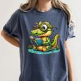 Alligator Reading a Book Animal Women's Comfort Colors T-Shirt Moss Alligator Reading a Book Animal Women's Comfort Colors T-Shirt Moss