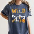 Animal Print Read A Book Character Kids Wild About Reading Women's Comfort Colors T-Shirt Moss Animal Print Read A Book Character Kids Wild About Reading Women's Comfort Colors T-Shirt Moss