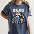 Animals Raccoon Reading Book Librarian Across America Kids Women's Comfort Colors T-Shirt Moss
