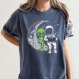 Astronaut Reading Book To Alien Moon Space Women Kids Men Women's Comfort Colors T-Shirt Moss