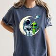 Astronaut Reading Book To Alien Shirt Moon Space Lover Kids Women's Comfort Colors T-Shirt Moss