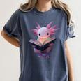 Axolotl Bookworm Reading Book Kawaii Graphic Women's Comfort Colors T-Shirt Moss Axolotl Bookworm Reading Book Kawaii Graphic Women's Comfort Colors T-Shirt Moss