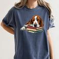 Basset Hound Books Dog Breed Graphic Women's Comfort Colors T-Shirt Moss