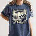 Bigfoot With Alien Reading A Book Bigfoot And UFO Women's Comfort Colors T-Shirt Moss