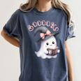 Boo Ghost Books Coquette Bow Halloween Women School Teacher Women's Comfort Colors T-Shirt Moss Boo Ghost Books Coquette Bow Halloween Women School Teacher Women's Comfort Colors T-Shirt Moss