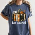 Boo-Kmarked Fall Pumpkin Books Halloween Teacher Teaching Women's Comfort Colors T-Shirt Moss Boo-Kmarked Fall Pumpkin Books Halloween Teacher Teaching Women's Comfort Colors T-Shirt Moss