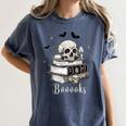 Boo Skeleton Skull Books Halloween Women School Teacher Kid Premium Women's Comfort Colors T-Shirt Moss Boo Skeleton Skull Books Halloween Women School Teacher Kid Premium Women's Comfort Colors T-Shirt Moss