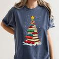 Book Christmas Tree Book Lover Teacher Librarian Women's Comfort Colors T-Shirt Moss Book Christmas Tree Book Lover Teacher Librarian Women's Comfort Colors T-Shirt Moss