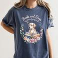 Book And Dog Lover Reading Humor Librarian Women's Comfort Colors T-Shirt Moss