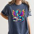 Book Dragon Reading Women's Comfort Colors T-Shirt Moss Book Dragon Reading Women's Comfort Colors T-Shirt Moss