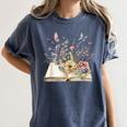 Book Flowers And Butterfly Beautiful Reading Reader Graphic Women's Comfort Colors T-Shirt Moss Book Flowers And Butterfly Beautiful Reading Reader Graphic Women's Comfort Colors T-Shirt Moss