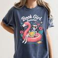 Book Girl Summer Skeleton Reading Books Lovers Beach Women's Comfort Colors T-Shirt Moss