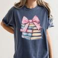 Book Lover Coquette Bow Pink Dainty Ribbon Cute Bookworm Women's Comfort Colors T-Shirt Moss