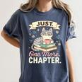 Book Lover Cute Cat Coffee Just 1 More Chapter Cozy Reading Women's Comfort Colors T-Shirt Moss