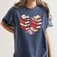 Book Lover Heart Shape Reading Librarian Valentine Men Women Women's Comfort Colors T-Shirt Moss