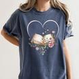 Book Lover Heart Shaped Reading Art Librarian Women's Comfort Colors T-Shirt Moss Book Lover Heart Shaped Reading Art Librarian Women's Comfort Colors T-Shirt Moss