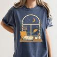 Book Lover Moonlight Reading Scene Night Women's Comfort Colors T-Shirt Moss