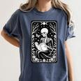 Book Lover The Reader Tarot Card Skeleton Reading Women's Comfort Colors T-Shirt Moss