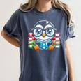 Book Lover Reading Penguin Women's Comfort Colors T-Shirt Moss