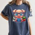 Book Lover Reading Pig Women's Comfort Colors T-Shirt Moss Book Lover Reading Pig Women's Comfort Colors T-Shirt Moss
