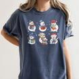 Book Lover Teacher Snowman Reading Books Christmas Winter Women's Comfort Colors T-Shirt Moss