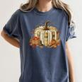 Book Pumpkin Fall Reading Thanksgiving Teacher Librarian Women's Comfort Colors T-Shirt Moss