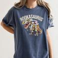 Book Reading Dinosaur T-Rex Dino Bookworm Women's Comfort Colors T-Shirt Moss