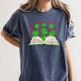 Book With Shamrocks Librarian Saint Patrick's Day Kids Women's Comfort Colors T-Shirt Moss