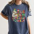 Book Tree All Is Calm Said No Teacher Ever Christmas Women's Comfort Colors T-Shirt Moss