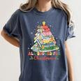 All Booked For Christmas Book Lovers Xmas Tree Lights Women's Comfort Colors T-Shirt Moss