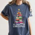 All Booked For Christmas Book Christmas Tree Lights Women's Comfort Colors T-Shirt Moss