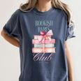 Bookish Babes Club Cute Pink Book Stack With Bow Women's Comfort Colors T-Shirt Moss Bookish Babes Club Cute Pink Book Stack With Bow Women's Comfort Colors T-Shirt Moss