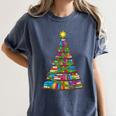 Bookmas Christmas Book Tree Book Lover English Teacher Women's Comfort Colors T-Shirt Moss