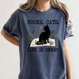 Books Cats Life Is Sweet Cat Book Lover Men Women Teen Women's Comfort Colors T-Shirt Moss Books Cats Life Is Sweet Cat Book Lover Men Women Teen Women's Comfort Colors T-Shirt Moss