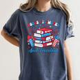 Books Fireworks And Freedom Independence Day Book Lover Women's Comfort Colors T-Shirt Moss