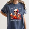 I Like My Books Spicy And My Coffee Icy Skeleton Women's Comfort Colors T-Shirt Moss I Like My Books Spicy And My Coffee Icy Skeleton Women's Comfort Colors T-Shirt Moss