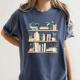 Bookshelves With Books & Plants Premium Women's Comfort Colors T-Shirt Moss