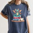 Bookworm Book Dragon Read Books Be Kind Stay Weird Women's Comfort Colors T-Shirt Moss