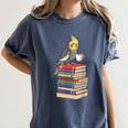 Bookworm Cockatiel Bird Reading Books Drinking Coffee Lover Women's Comfort Colors T-Shirt Moss