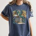 Bookworm Dragons Reading Book Dragons And Books Women's Comfort Colors T-Shirt Moss