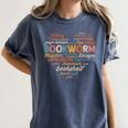 Bookworm Words Heart Book Lover Reader Reading Fun Women's Comfort Colors T-Shirt Moss