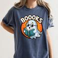 BOOOKS Cute Ghost Reading Books Halloween Women's Comfort Colors T-Shirt Moss BOOOKS Cute Ghost Reading Books Halloween Women's Comfort Colors T-Shirt Moss